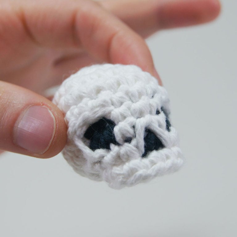crocheted skull