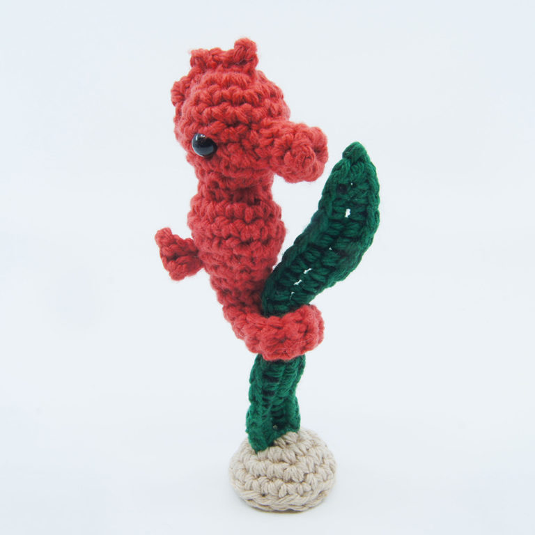 crocheted seahorse
