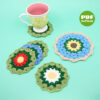 Flower Pad, Coasters, and Clock Pattern