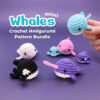 Picture of seven crocheted mini whales