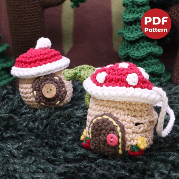 Mushroom Gnome Home Amigurumi Dice Bag and Pouch Pattern