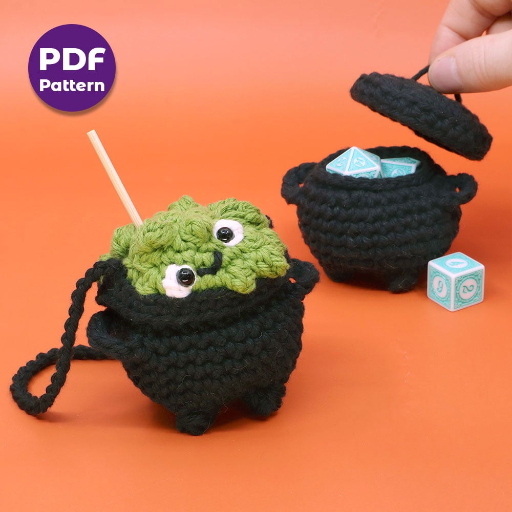 Bubble the Cauldron Amigurumi Dice Pouch Pattern
