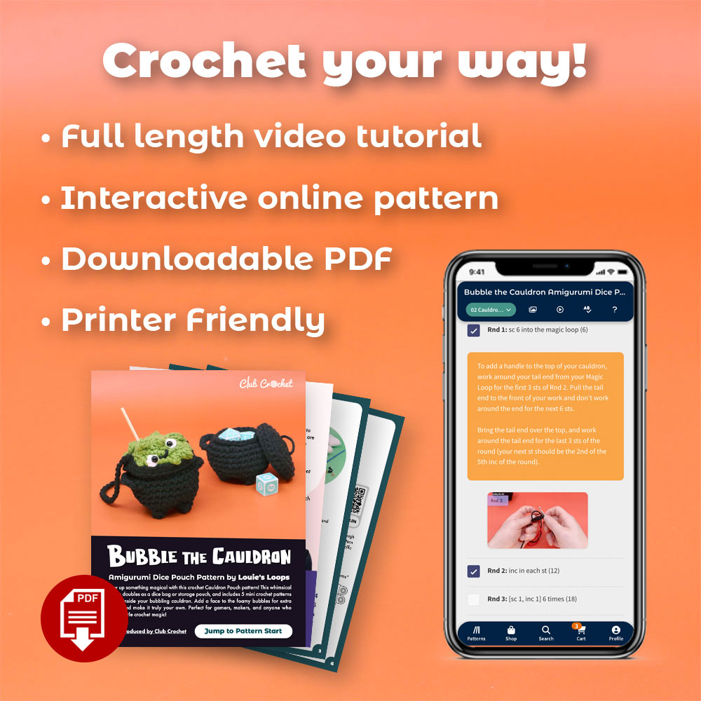 Bubble the Cauldron Amigurumi Dice Pouch Pattern - Image 4